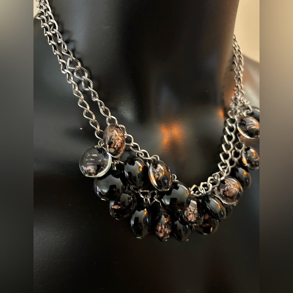 Double layer necklace with beautiful brown stones. 20”chain. Like new! - Picture 2 of 4